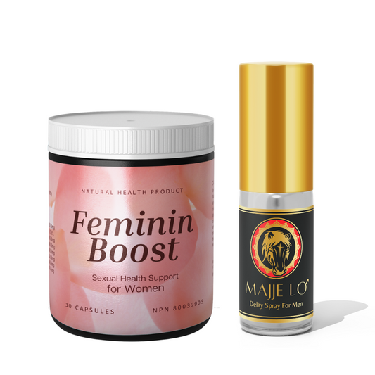 feminin boost sexual health supplement for women and majje lo delay spray for men