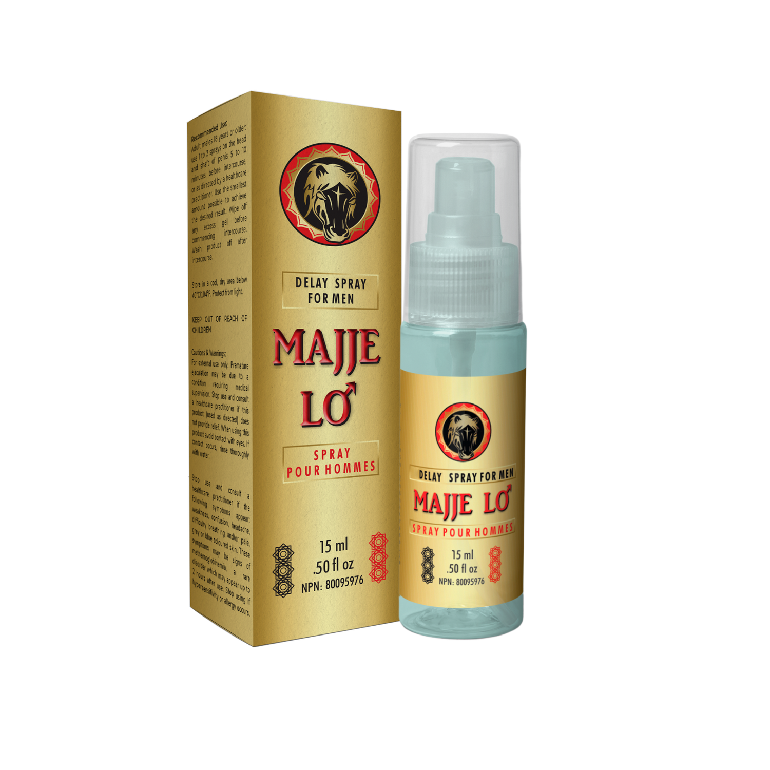 Majjelo delay spray front side with packaging