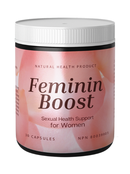 Feminin Boost sexual health supplement for women helps manage symptoms of menopause, improve mood balance, enhance libido, boost focus and energy